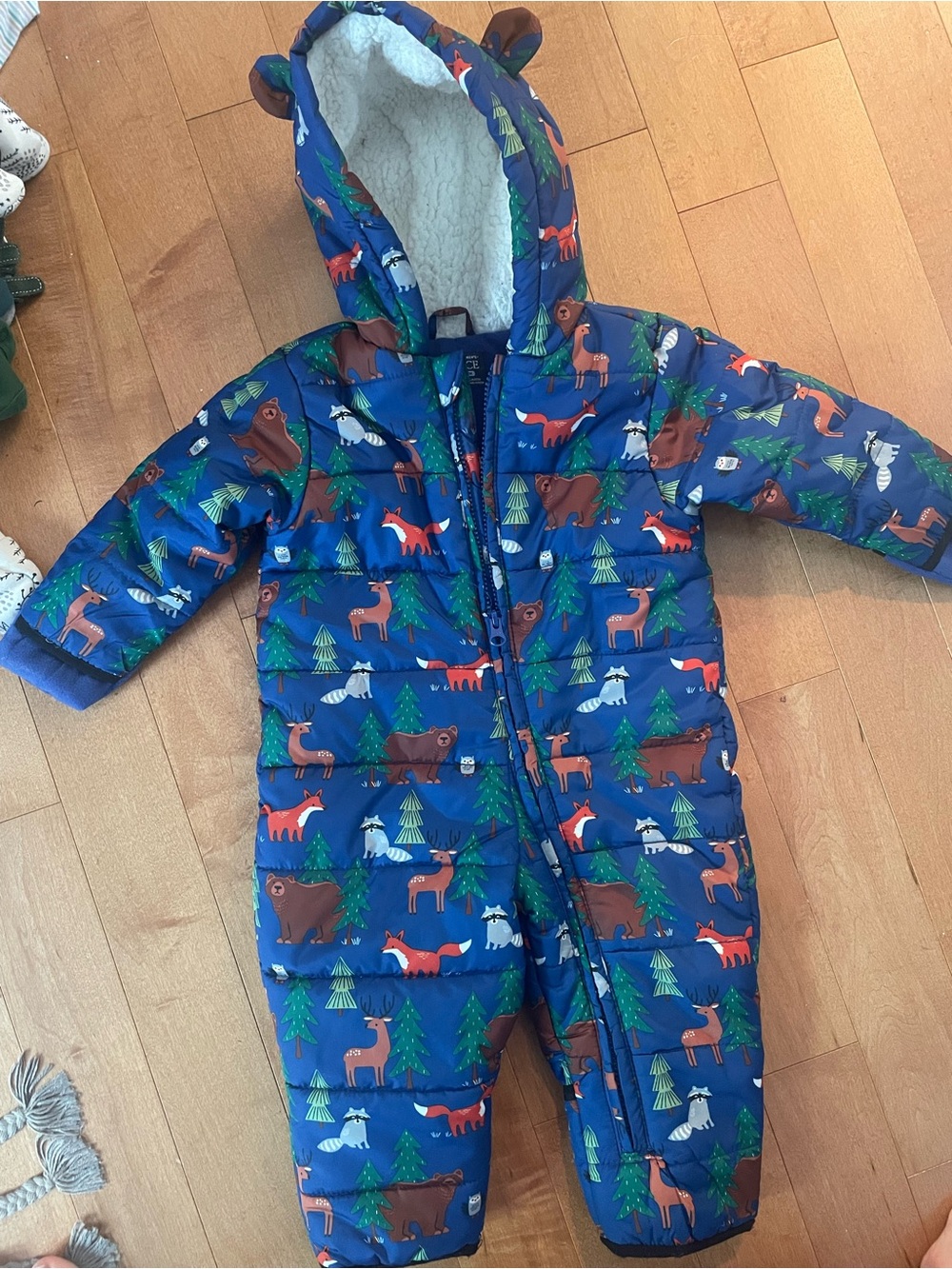 The Children's Place Blue Woodland Animal Puffer One-Piece
